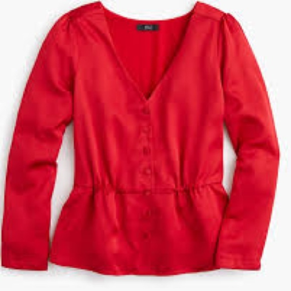JCREW | Long-sleeve peplum top in satin-crepe